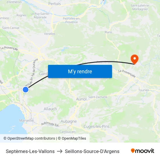 Septèmes-Les-Vallons to Seillons-Source-D'Argens map