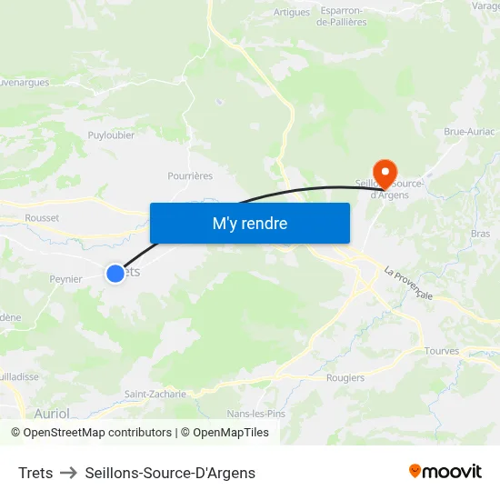 Trets to Seillons-Source-D'Argens map