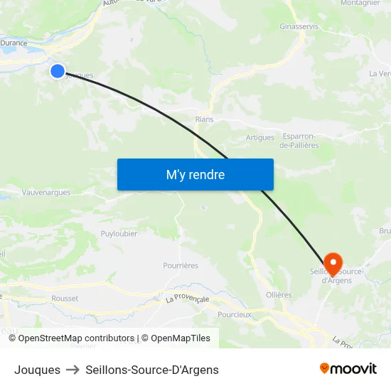 Jouques to Seillons-Source-D'Argens map