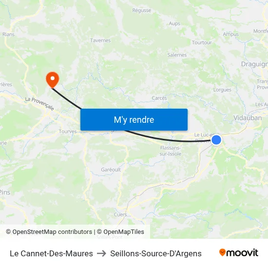 Le Cannet-Des-Maures to Seillons-Source-D'Argens map