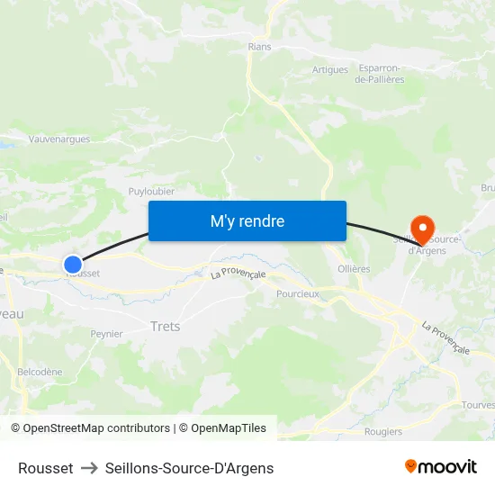 Rousset to Seillons-Source-D'Argens map