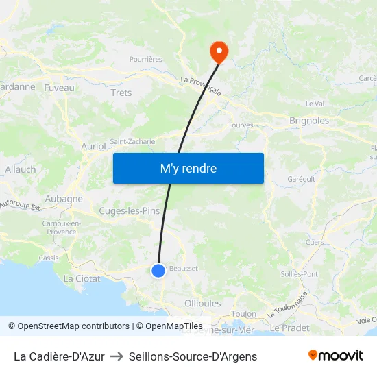 La Cadière-D'Azur to Seillons-Source-D'Argens map