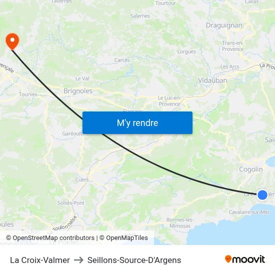 La Croix-Valmer to Seillons-Source-D'Argens map