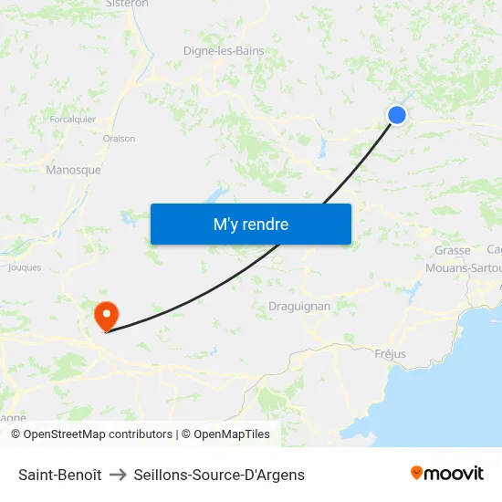 Saint-Benoît to Seillons-Source-D'Argens map