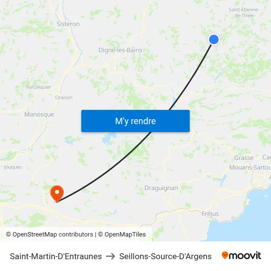 Saint-Martin-D'Entraunes to Seillons-Source-D'Argens map