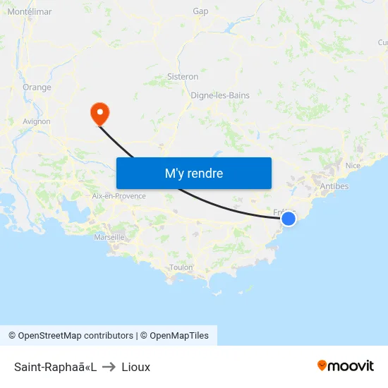 Saint-Raphaã«L to Lioux map