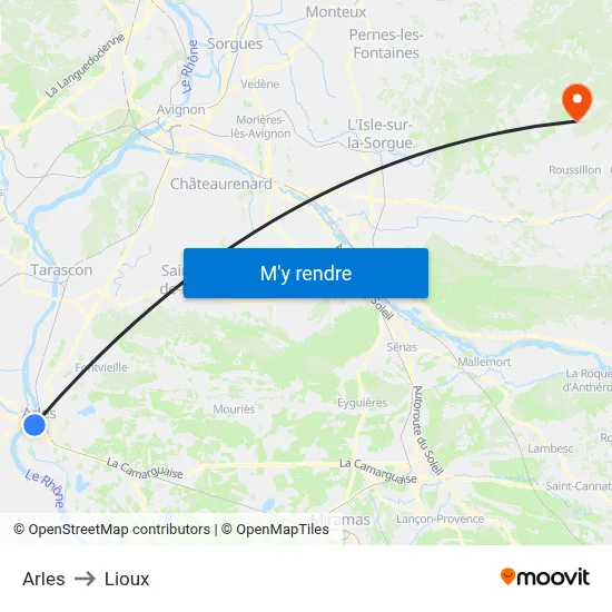 Arles to Lioux map