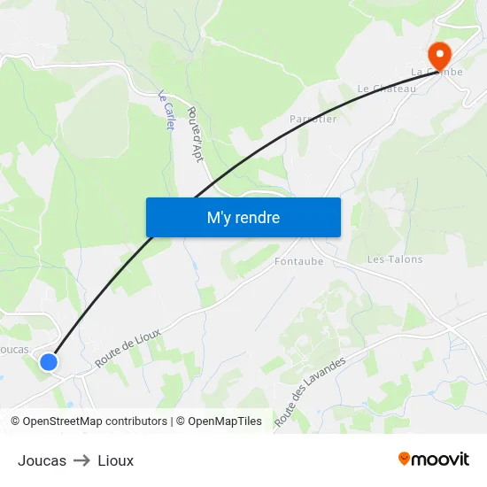Joucas to Lioux map