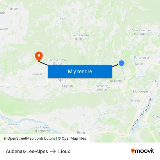 Aubenas-Les-Alpes to Lioux map