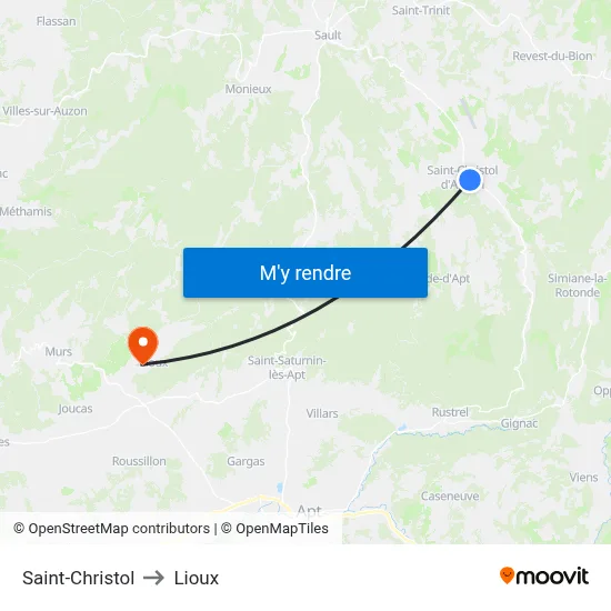 Saint-Christol to Lioux map
