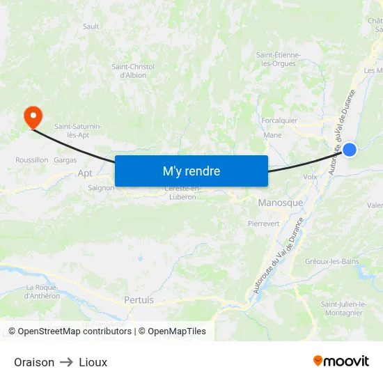 Oraison to Lioux map