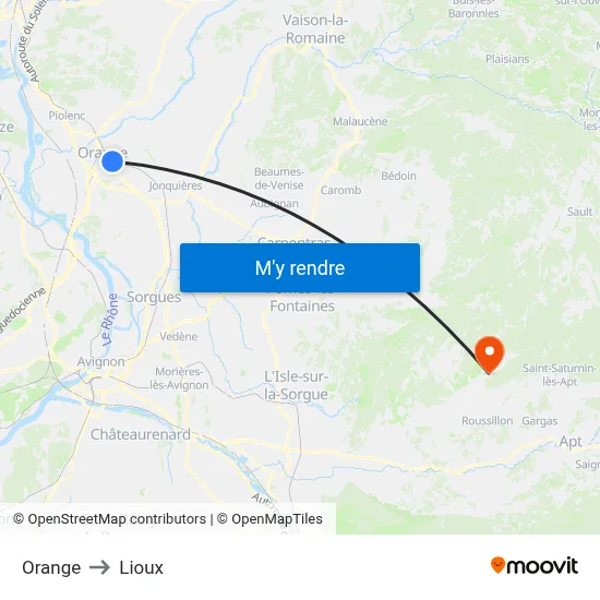 Orange to Lioux map