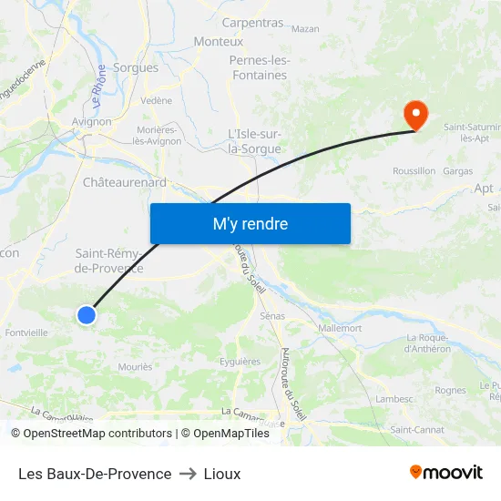 Les Baux-De-Provence to Lioux map