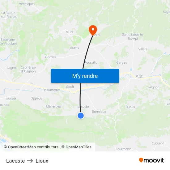 Lacoste to Lioux map