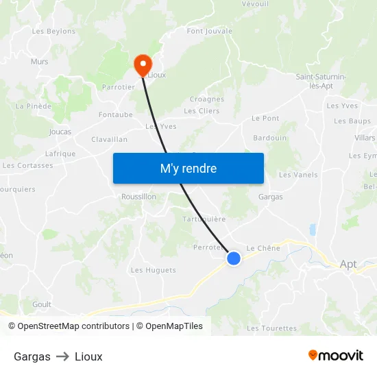 Gargas to Lioux map