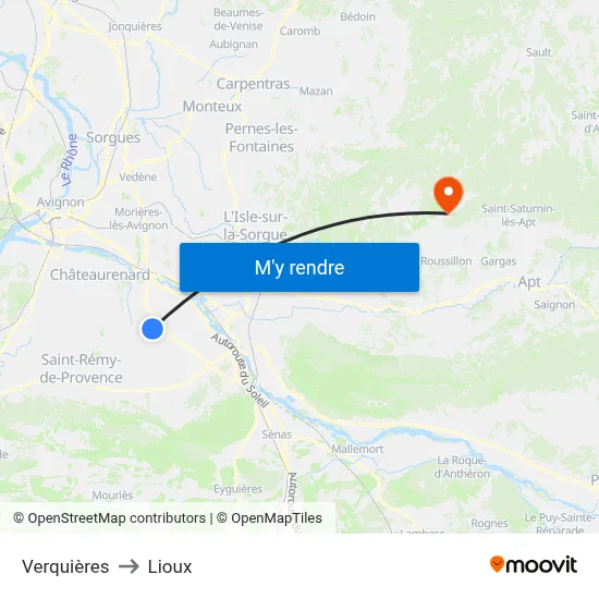 Verquières to Lioux map