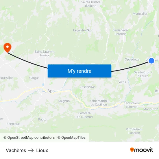Vachères to Lioux map