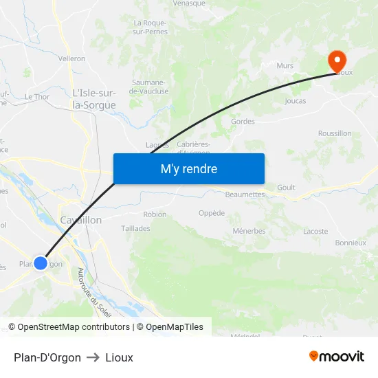Plan-D'Orgon to Lioux map