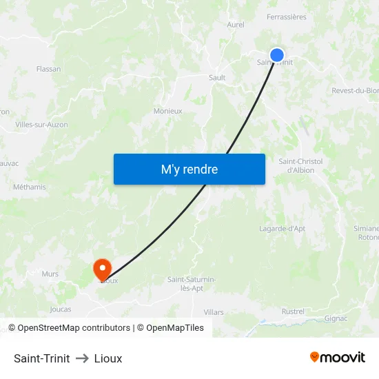 Saint-Trinit to Lioux map