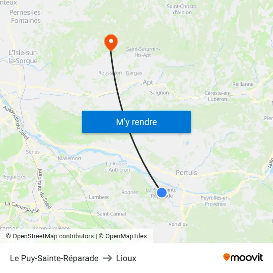 Le Puy-Sainte-Réparade to Lioux map