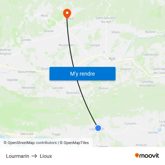 Lourmarin to Lioux map