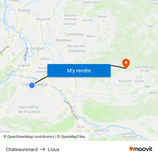 Châteaurenard to Lioux map