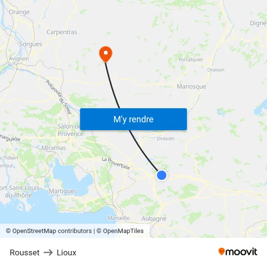 Rousset to Lioux map