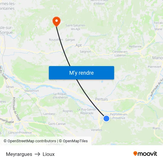 Meyrargues to Lioux map