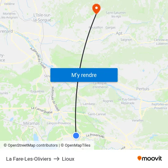La Fare-Les-Oliviers to Lioux map