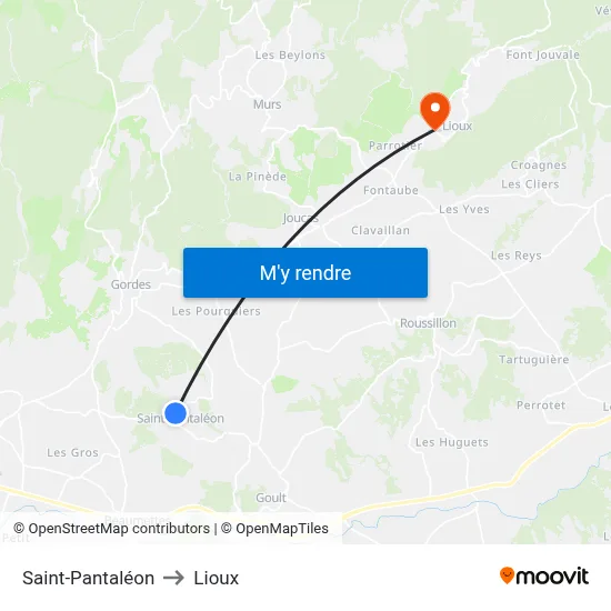 Saint-Pantaléon to Lioux map
