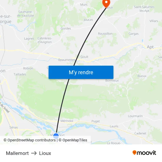 Mallemort to Lioux map