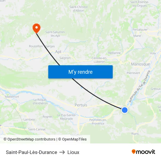 Saint-Paul-Lès-Durance to Lioux map