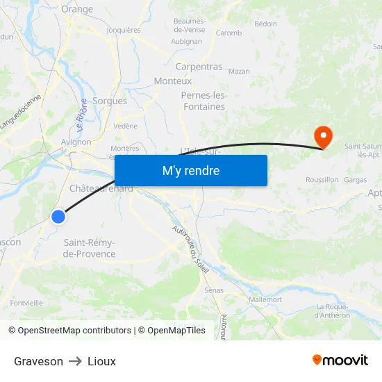 Graveson to Lioux map