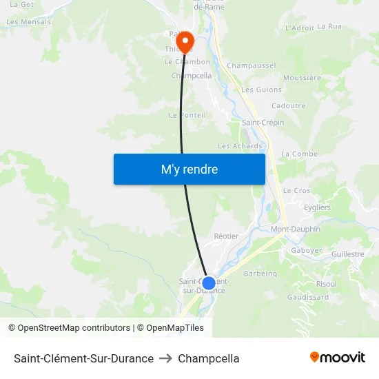 Saint-Clément-Sur-Durance to Champcella map