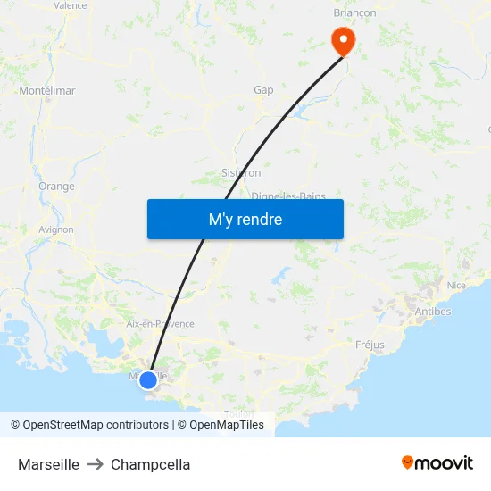 Marseille to Champcella map