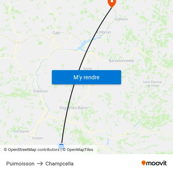 Puimoisson to Champcella map