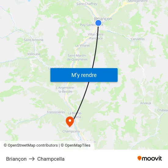 Briançon to Champcella map