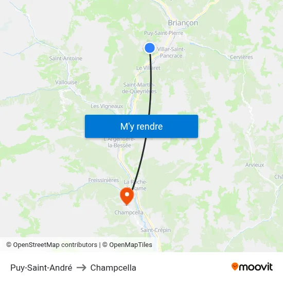 Puy-Saint-André to Champcella map