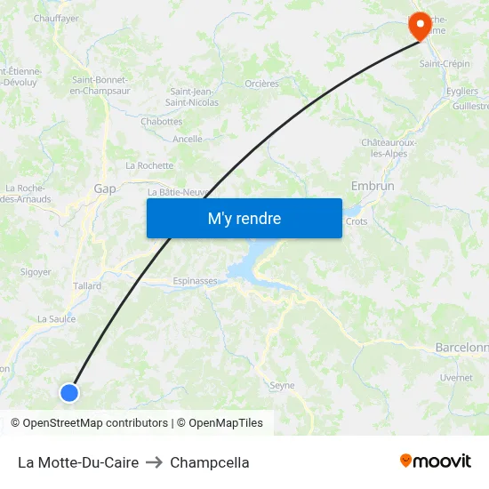 La Motte-Du-Caire to Champcella map
