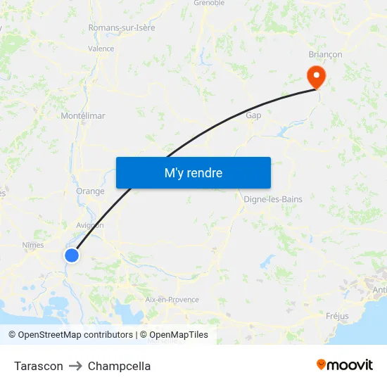 Tarascon to Champcella map