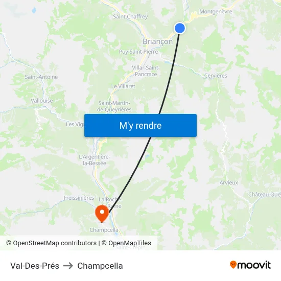 Val-Des-Prés to Champcella map