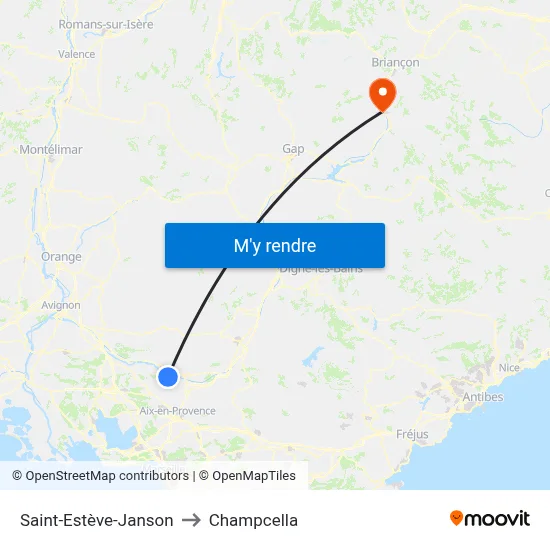 Saint-Estève-Janson to Champcella map