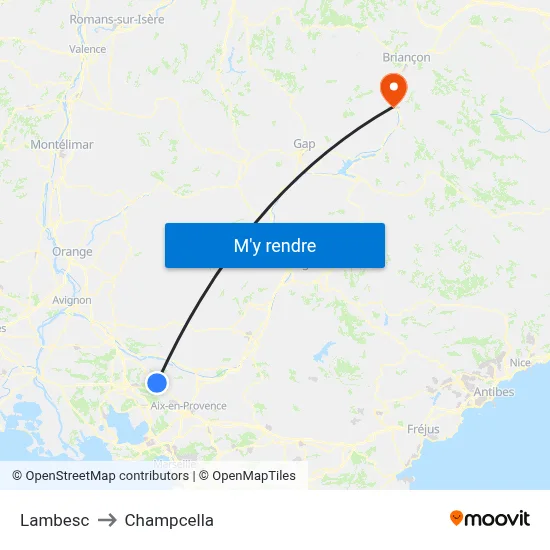 Lambesc to Champcella map