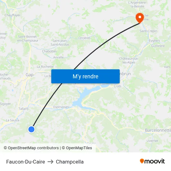 Faucon-Du-Caire to Champcella map