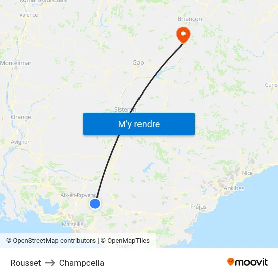 Rousset to Champcella map