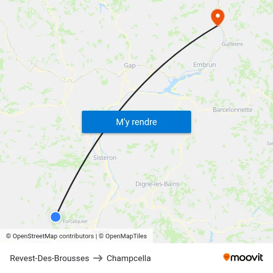 Revest-Des-Brousses to Champcella map