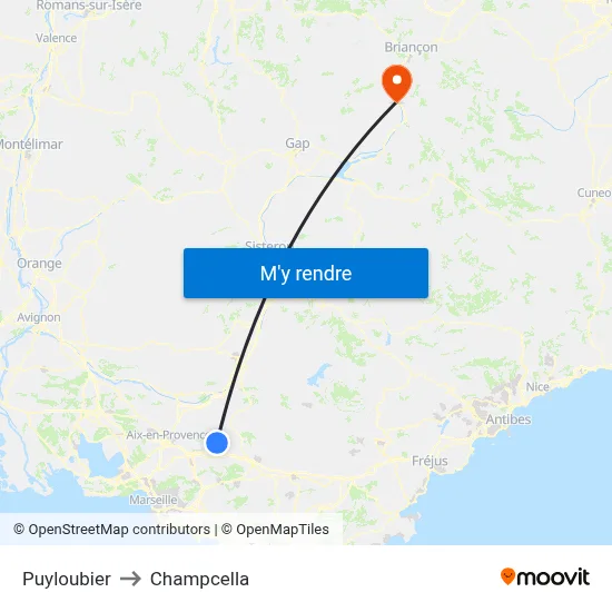 Puyloubier to Champcella map