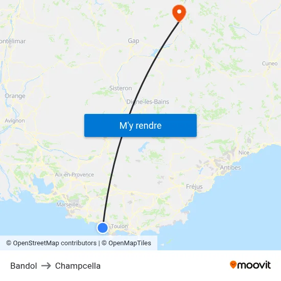 Bandol to Champcella map
