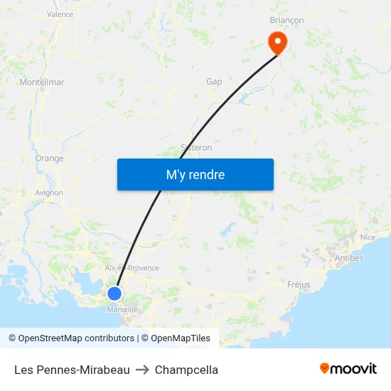 Les Pennes-Mirabeau to Champcella map