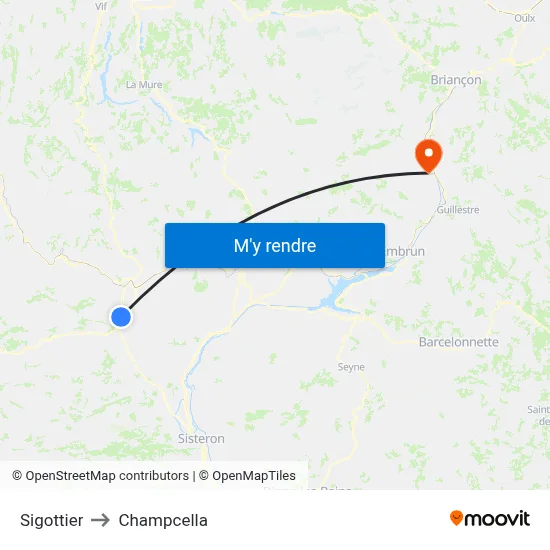 Sigottier to Champcella map